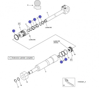 210879 Комплект уплотнений цилиндра телескопа Loglift/Jonsered